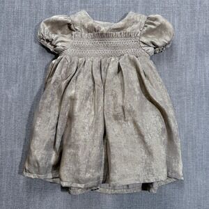Tommy Bahama Baby Girls Gold Metallic Smocked Special Occasion Dress 18M